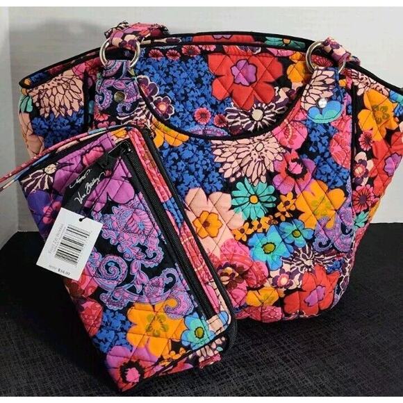 Brand New Vera Bradley Glenna Floral Fiesta Handbag And Wallet/Wristlet Combo - Picture 1 of 8